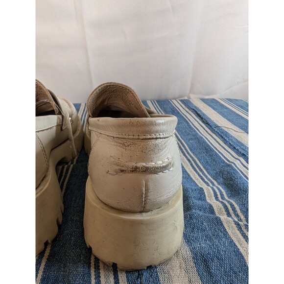 STEVE MADDEN Lawrence Bone Leather Chunky Platform Slip On Loafers Sz 9 [V06] - Picture 6 of 11